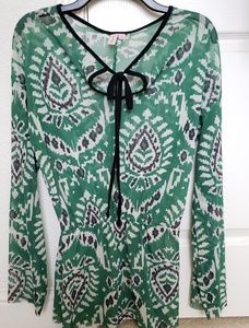 Sweet Pea green patterned see-through top